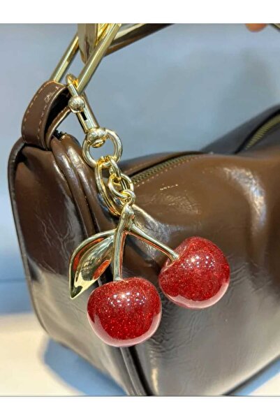 ÖZÜM TAKI سلسلة مفاتيح حقيبة مفاتيح نسائية ذهبية كرزية ذهبية