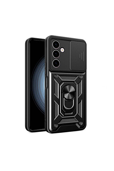 Subutu حافظة جالاكسي A24 مع حامل مغناطيسي وحماية للكاميرا، غطاء SBT منزلق - أسود