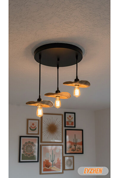 Eyzhen Şekillendirilebilir Bohem 3’lü Avize Rustik Modern Dekoratif Salon Mut...