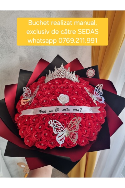 Store.sedas Bouquet of 101 red soap roses Will you be my wife with accessorie...