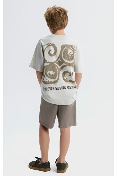 nk kids Limi̇ Boy's Soft Flexible Textured Linen Shorts Lycra T-Shirt Set