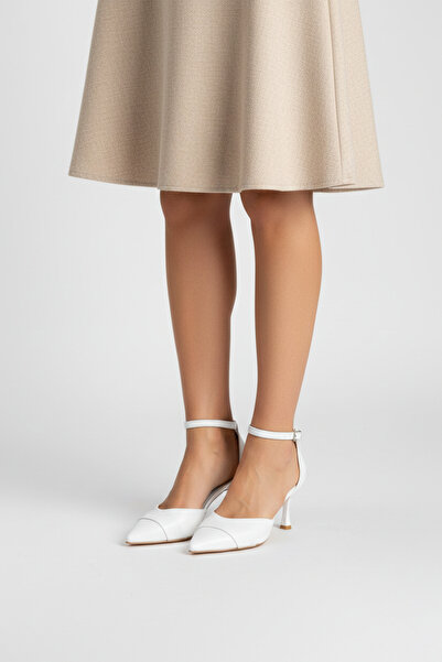 SOLMAZ Solly Ankle Strap White Women's Heeled Shoes