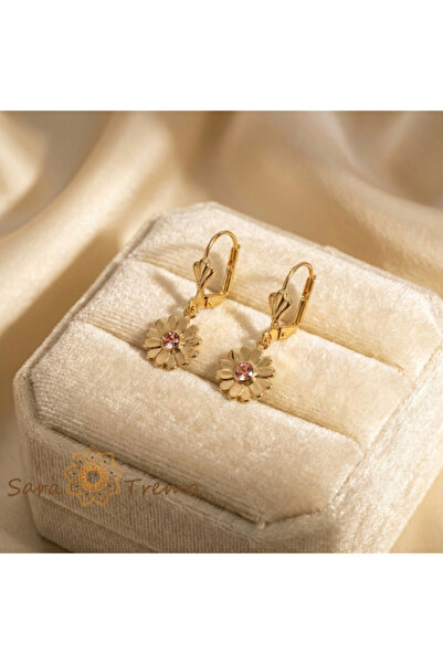 SaraTremo Heart Flower Earrings – 18K Plated Earrings from Brazil, Daisy with...