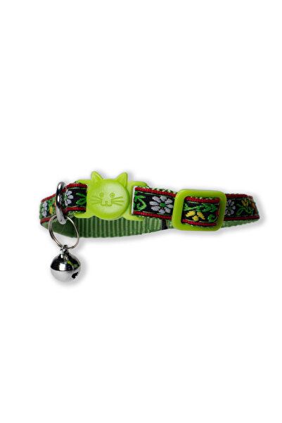PisiMall Flower collar for cats, green, 17-33 cm