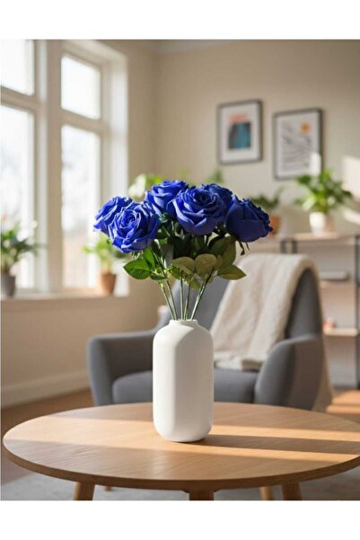 ENRUFLORA زهرة لودوس الاصطناعية الزرقاء ذات 9 فروع بطول 42 سم لتزيين المنزل و...