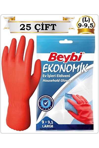 Beybi EKONOMİK EV İŞLERİ BULAŞIK TEMİZLİK ELDİVENİ 9-9,5 (L BEDEN-LARGE) (25 ...