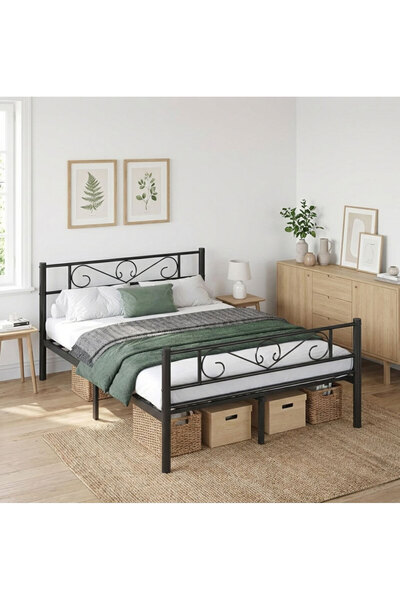 VASAGLE Cadru de pat dublu metalic, 140×190 cm, negru