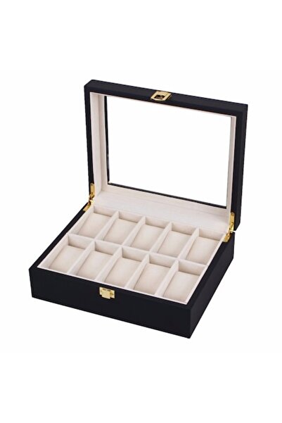 OEM Watch Storage and Organization Box, Lacquered Wood, Viewing Window, 10 Sp...