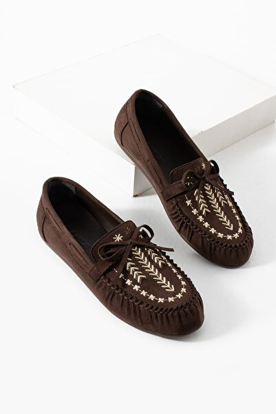 diclepolat Women's Suede Embroidered Ballerinas Soft Sole Casual Shoes Raven