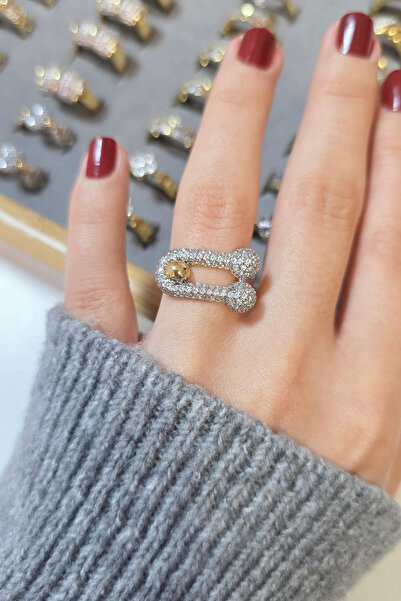 ARTEMİSİA Premium Design Sparkling Women's Double Color Ring Adjustable Witho...
