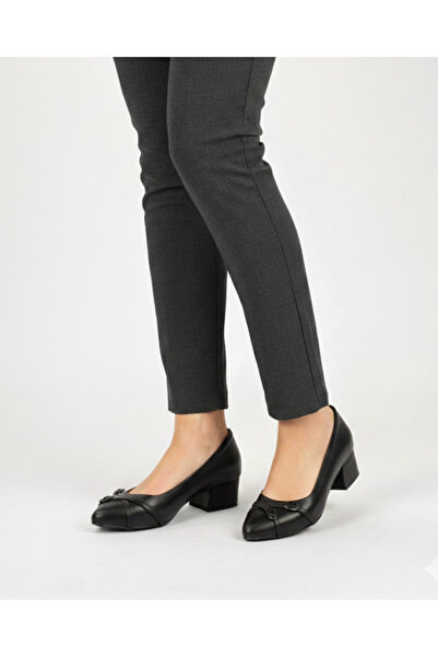 NZN Hakiki Deri Tokalı 4 cm Topuklu Klasik Ayakkabı