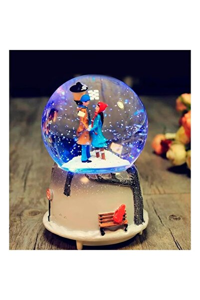 AyrStore Sevgili Aşıklar Temalı Kar Küresi Sesli Işıklı Sevgiliye Hediye