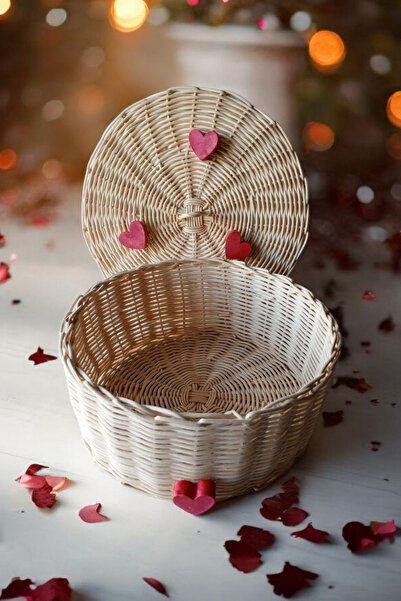 MaviMarinUrla El Yapımı Rattan Bambu Hasır Çok Amaçlı Sepet Mutfak,Banyo,Takı...