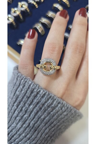 ARTEMİSİA Premium Design Sparkling Women's Double Color Ring Adjustable Witho...