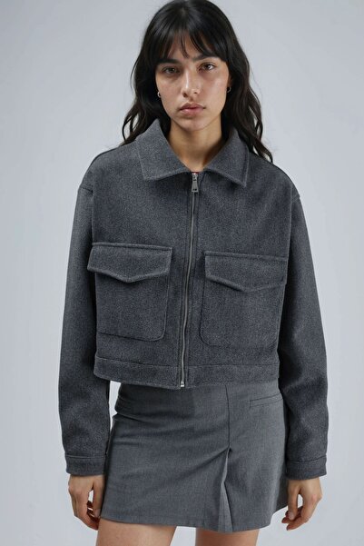 Hiccup Busem Short Cashmere Jacket with Zipper and Pockets