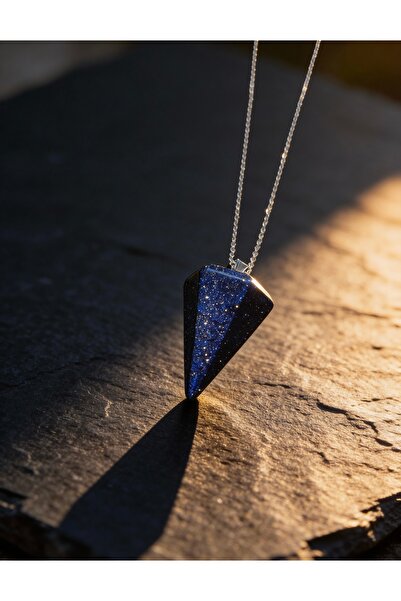 ayoljewelry Blue Goldstone Faceted Cut Pendulum Pendant