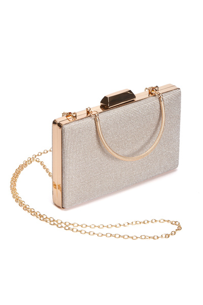 Melvoria Women's Stoned Evening Dress Portfolio Clutch Chain Strap Bag