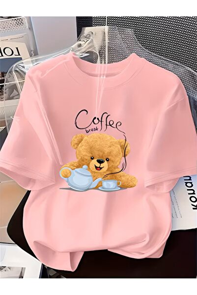 oneagılyazı Γυναικείο μπλουζάκι Coffee Bear - Χαριτωμένο αρκουδάκι και φλιτζά...