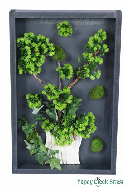 Yapay Çiçek Sitesi Premium Bonsai Ağacı Temalı 3 Boyutlu Duvar Tablosu El Yap...