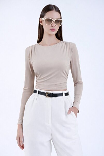 VAGGON Drapeli Sandy Crop Blouse