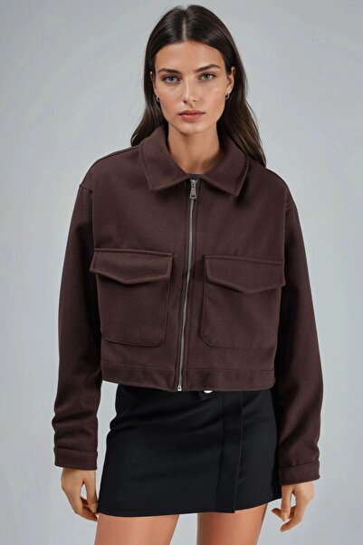 Hiccup Busem Short Cashmere Jacket with Zipper and Pockets