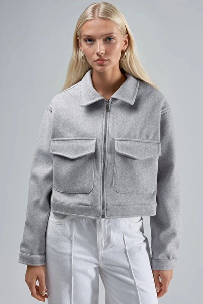 Hiccup Busem Short Cashmere Jacket with Zipper and Pockets