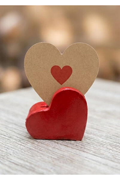 Elmas Dudu El Yapımı Kırmızı Kalp Not ve Fotoğraf Tutucu - Sevgililer Günü He...