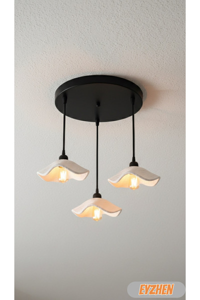 Eyzhen Bohem Şekil Verilebilir Beyaz 3’lü Avize Rustik Dekoratif Salon Mutfak...