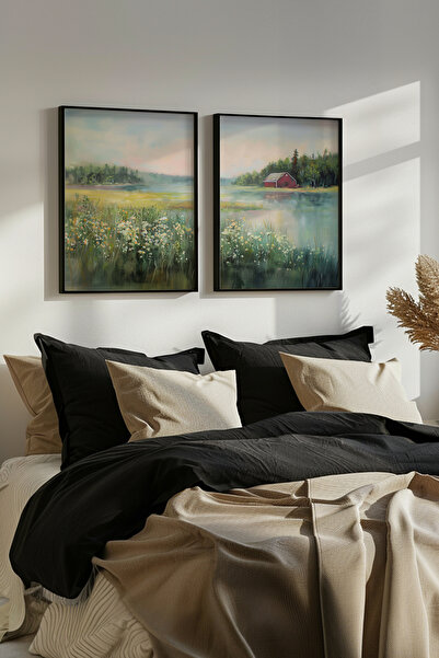 STARYUNA Black Framed Nature View Double Painting Set Yuna522