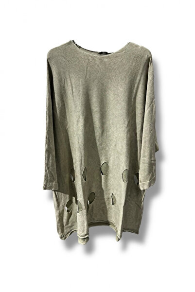 SUMEF 100% Βαμβακερή Πλεκτή Μπλούζα Τουνίκ – Ταιριάζει σε μεγέθη 38-52 - Πέτρα