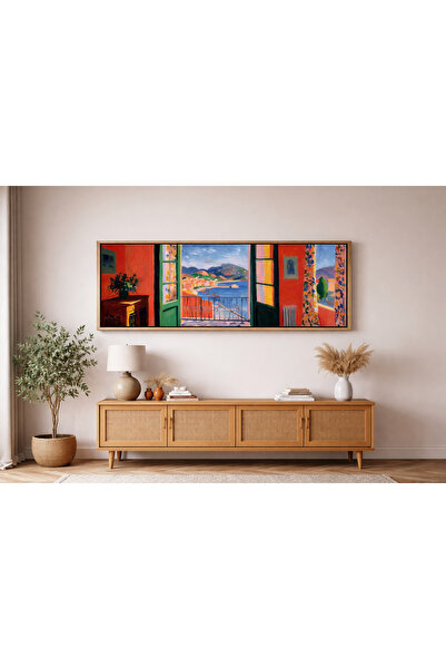 Tuba Decor Tek Parça Gerçek Ahşap Yatay Panorama Çerçeveli Tablo renkli tablo...