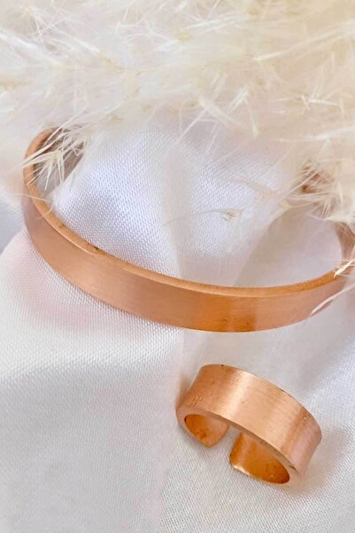 Neefy Copper Bracelet and Ring Set Simple and Stylish Pure Copper Bracelet