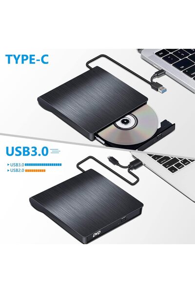 MultiZone Harici DVD RW CD DVD Yazıcı Okuyucu Ultra İnce Taşınabilir USB 3.0 ...