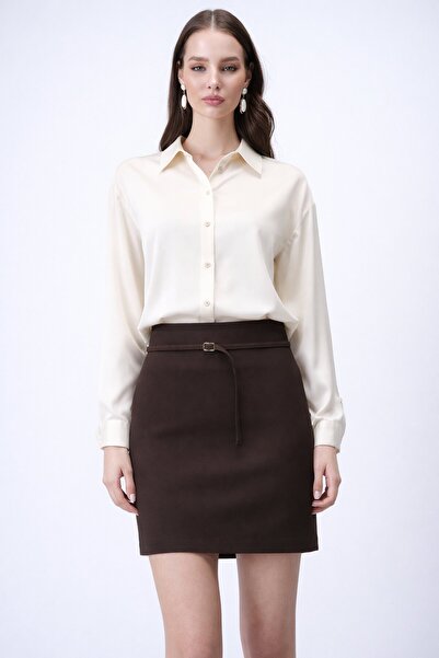 VAGGON Mini Skirt with Self-Thin Belt Detail