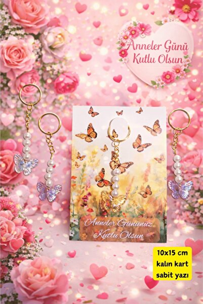 Emtory Home Özel Kesimli Kartlı Renkli Kelebek Anahtarlık 10’lu Set – Anneler...