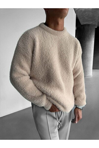 elkumoda Premium Soft Textured Plush Men's Sweater - Oversized Fit Winter Cre...