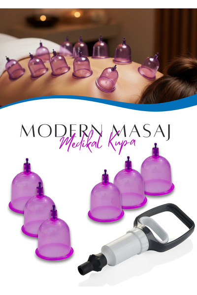 KUPAFİX 6 Adet Masaj Kupası, Medikal Masaj Kupası, Vakumlu Masaj Aleti,Cihazı...