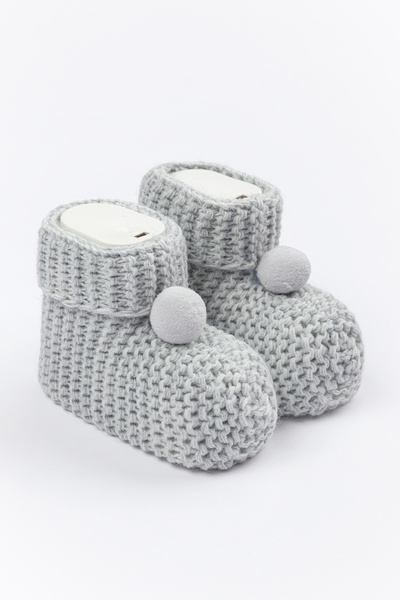 Yerli Baby Bebek Patik Triko 0/6 Ay Ponponlu