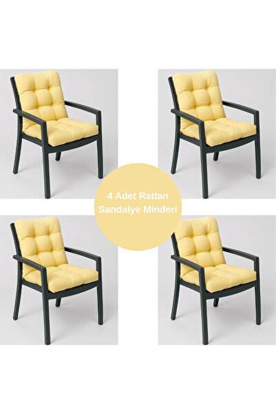 ELF CONSEPT 4 Adet Rattan Sandalye Minderi 4'lü Set