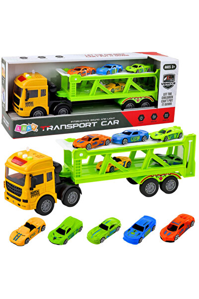 LEAN Camion transport auto Lora cu masinute lumini sunete verde