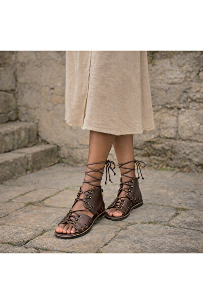 Bostini Genuine Natural Leather Leather Rope Gladiator Sandals