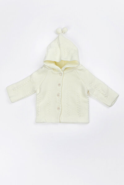 Yerli Baby Newborn Hooded Knitwear Unisex Pompom Baby Cardigan 0/6 Months