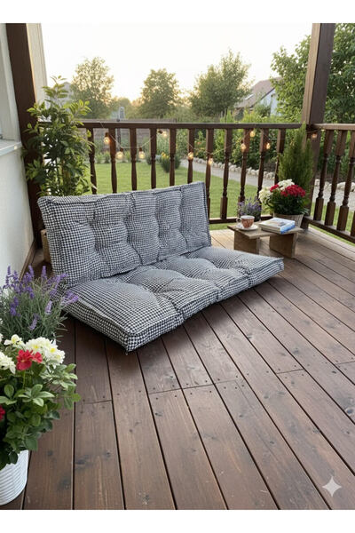 FABRİCAHOME Kaz Ayağı Minder Alt Üst Berlin Yer & Palet Minderi 2'li 130×70cm