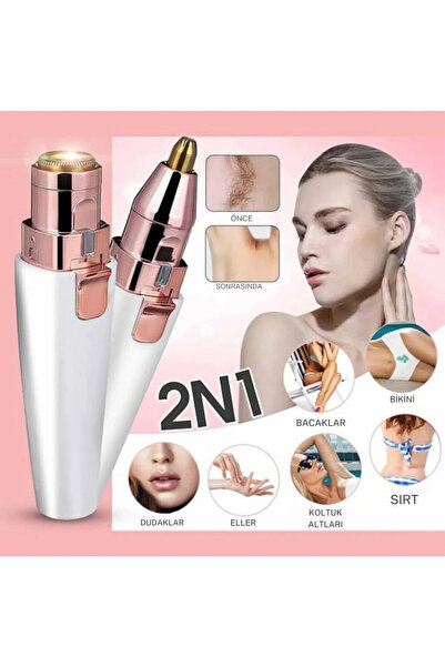 Teknoşık Çift Başlıklı USB Şarjlı Kaş Bıyık Yüz Epilatörü Işıklı Mini Tüy Alm...