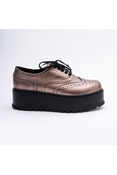 VAGAM Dark Pink Genuine Leather Shoes with Laces