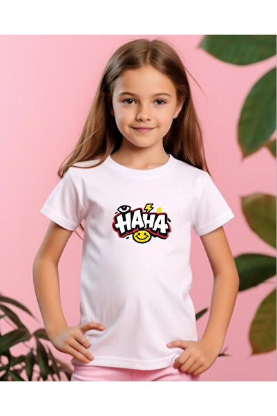 haha Printed Short-Sleeved T-Shirt for Children