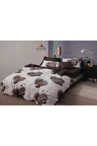 Casa Pucioasa Finet Bed Linen 6 Pieces, Fitted Sheet, Double Bed Set, Brown H...