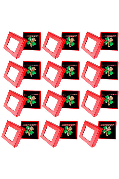 HYVESTO Set 12 Brose Martisor Trifoi cu Cristale Verzi - Brose Elegante Noroc...