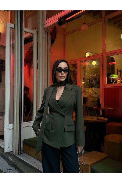 Julidress Premium Design Blazer Jacket with Belt Detail at the Waist