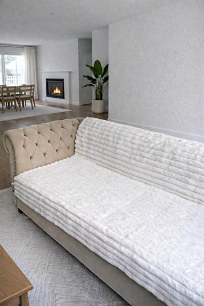 KAYALI HOME Soft Furry Striped Sofa Cover